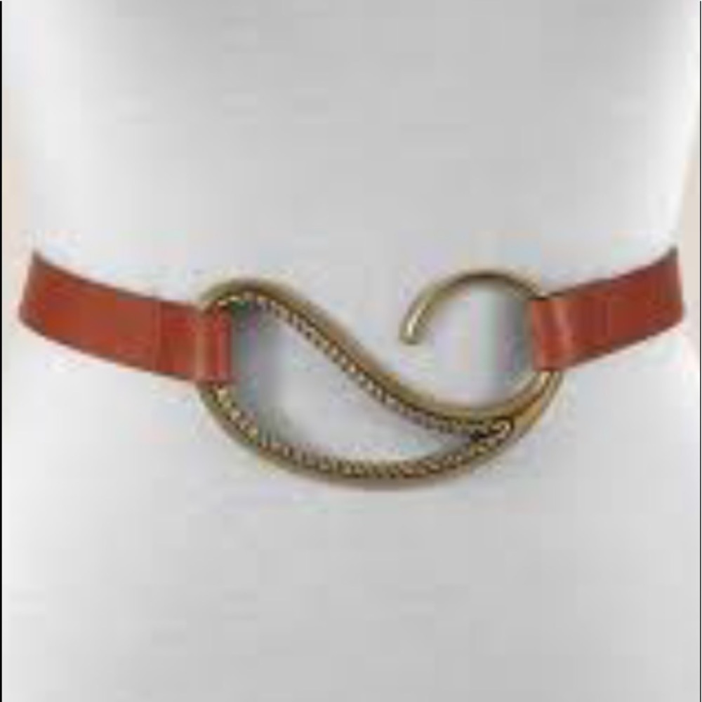 Chicos Woman’s Belt Brown Gypsette Paisley Metal Buckle Leather Size S/M